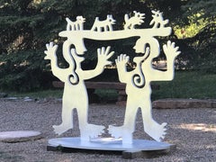 Two Minds Meeting, silver aluminum contemporary Native American sculpture Navajo