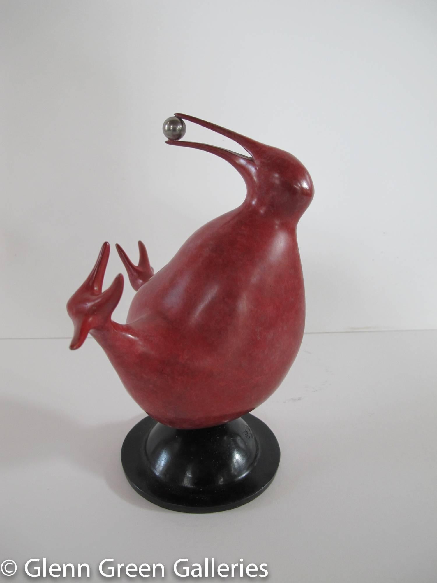 Red Kiwi - Contemporary Sculpture by Peter Woytuk