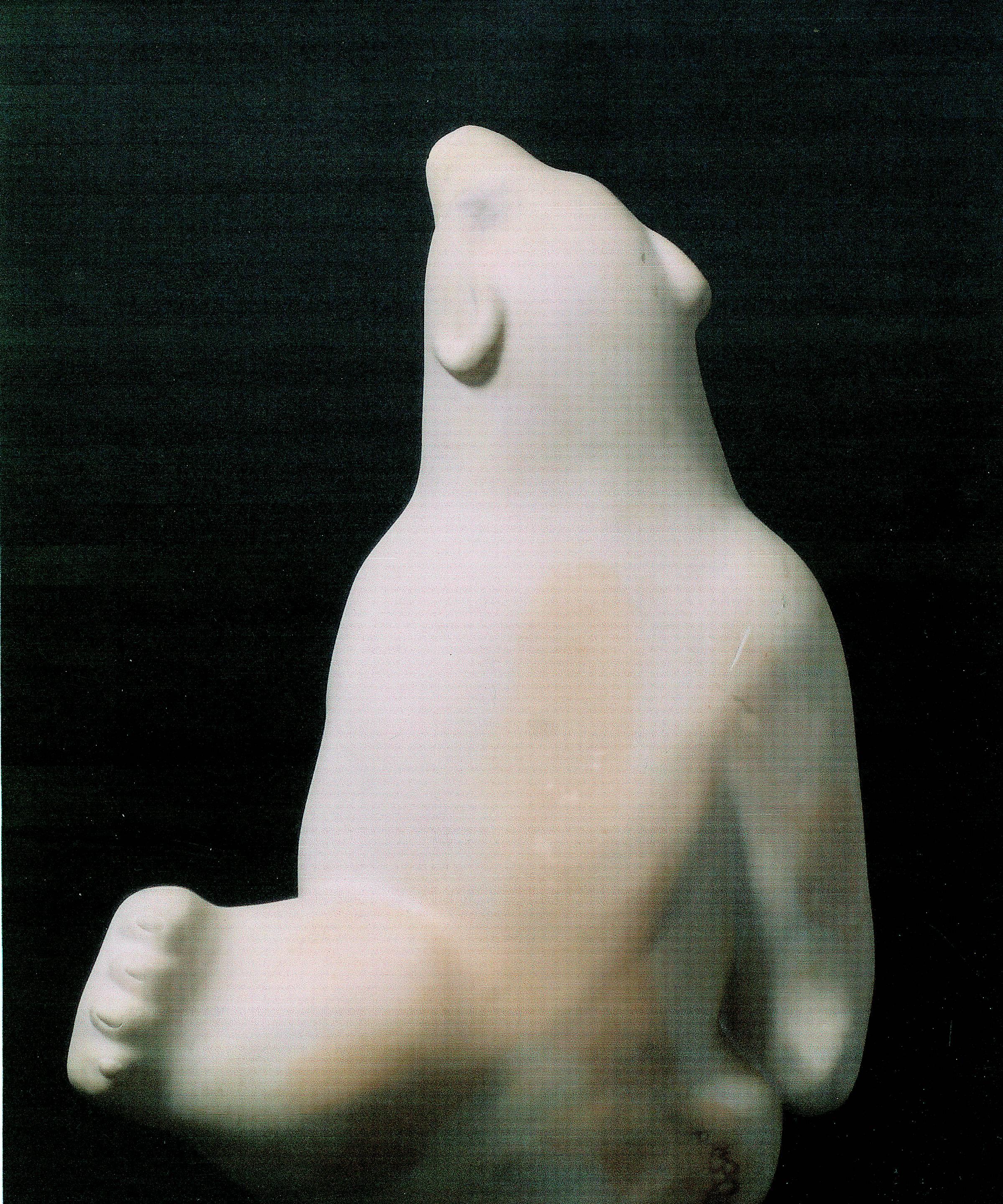 Polar Bear, white stone sculpture - Sculpture by Lukta Qiatsuk