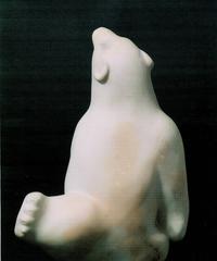 Polar Bear, white stone sculpture