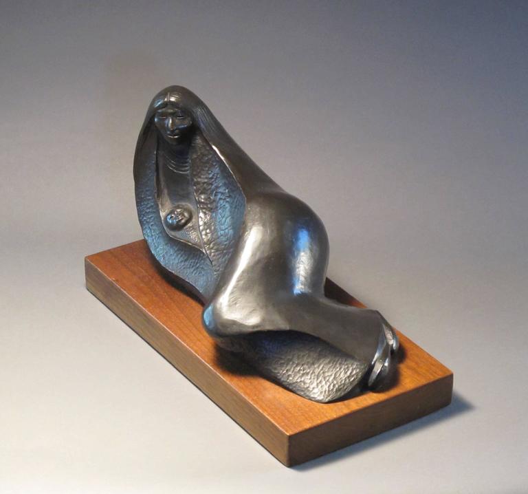 Afternoon Rest, bronze sculpture, reclining Native American woman, limited  - Contemporary Sculpture by Allan Houser