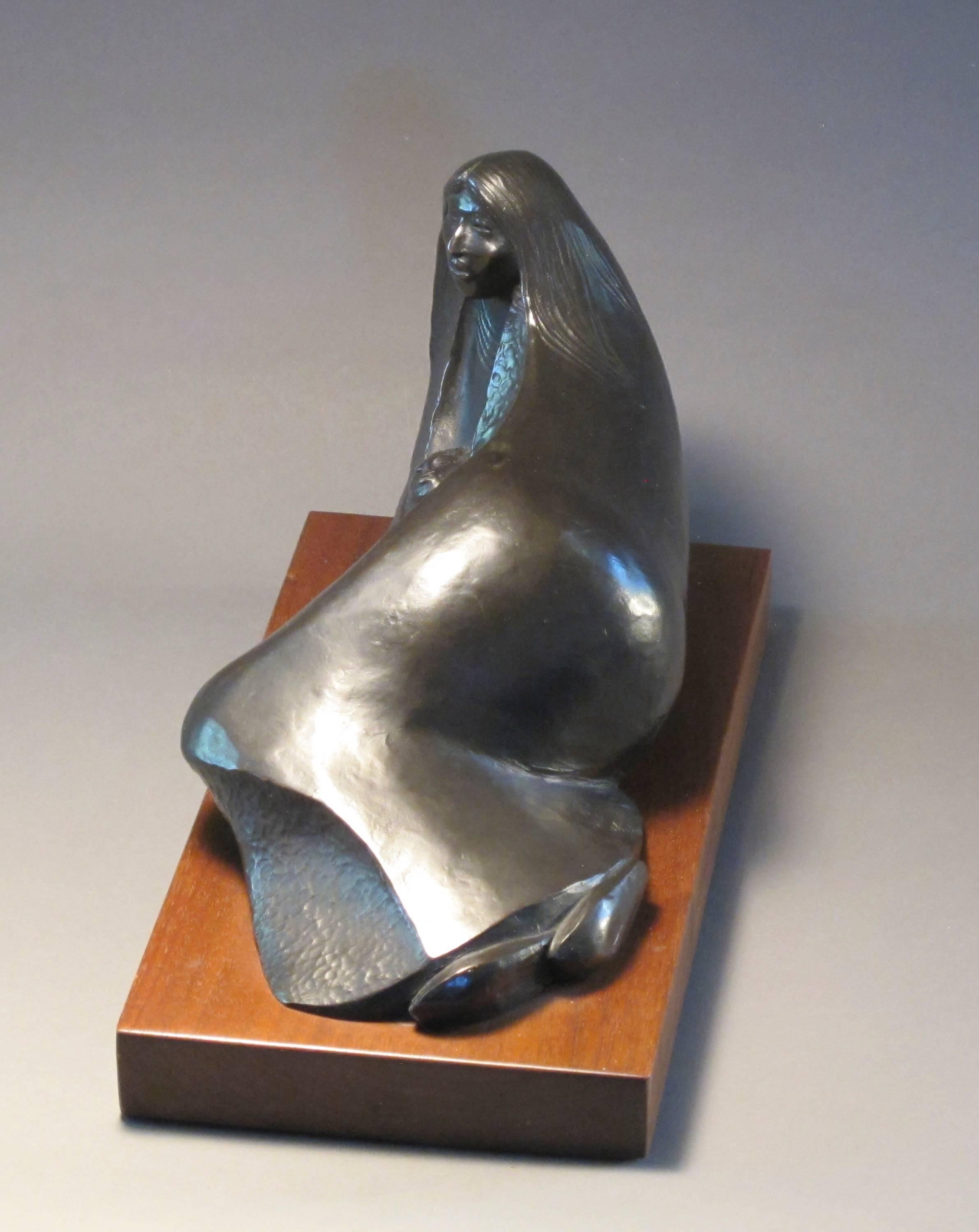 Afternoon Rest, bronze sculpture, reclining Native American woman, limited - Contemporary Sculpture by Allan Houser