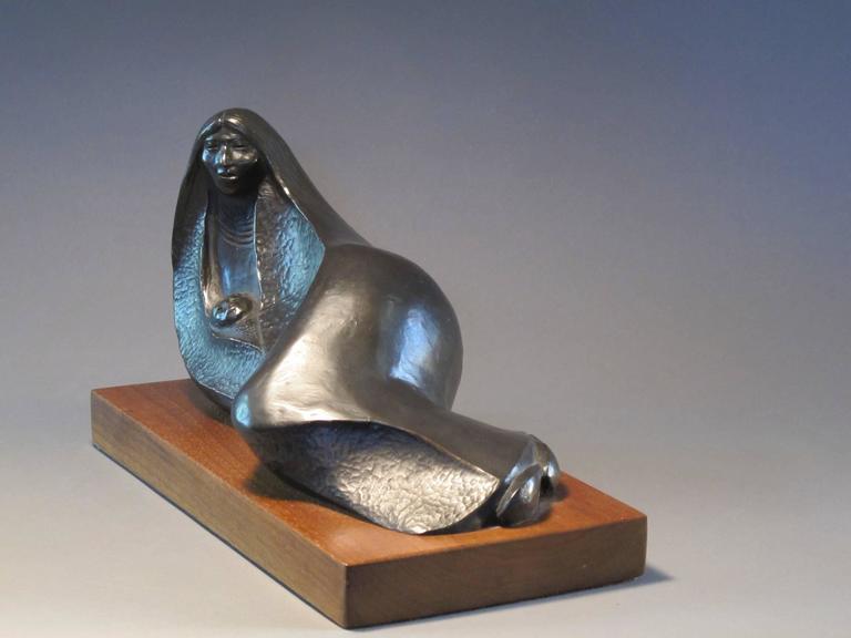 Afternoon Rest, bronze sculpture, reclining Native American woman, limited  - Sculpture by Allan Houser