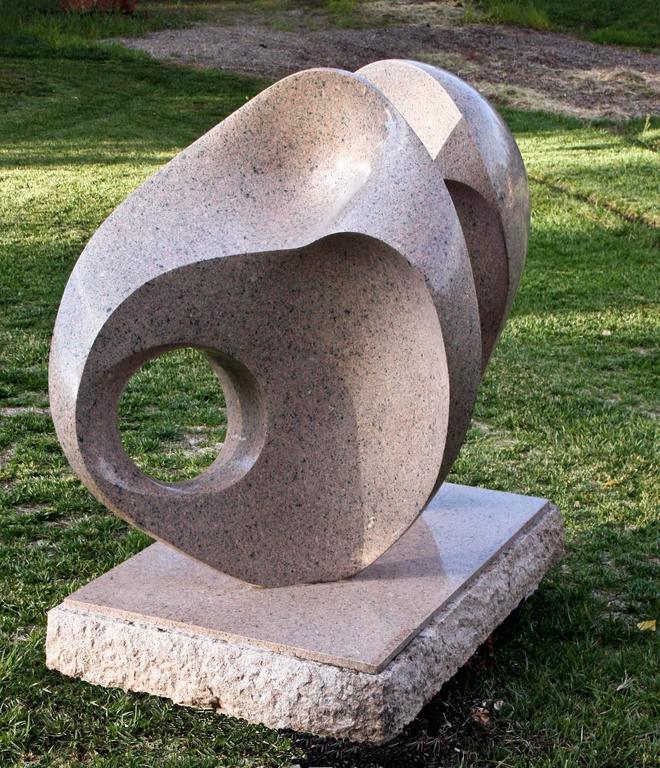 Khang PhamNew Dance With Wisdom, pink granite, abstract sculpture