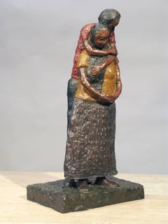 Con Amor by Eduardo Oropeza bronze, embracing couple, multi-colored patina