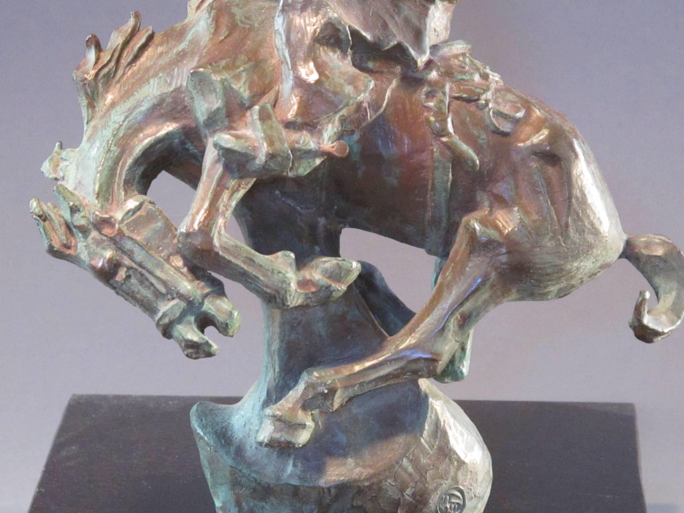 Cowboy Bronco Rider - Gold Figurative Sculpture by Allan Houser
