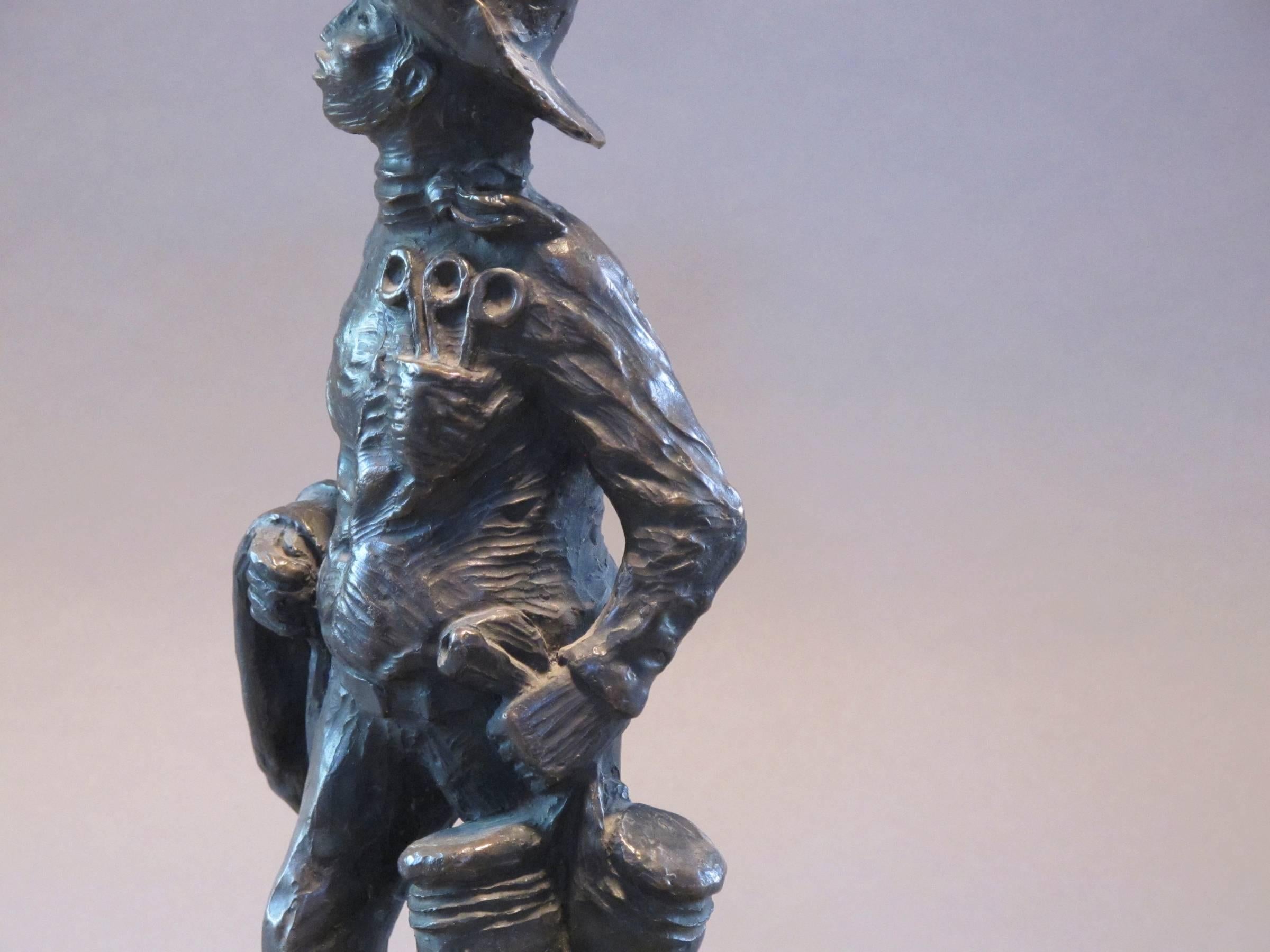 Standing Apache Drummer, bronze sculpture, Allan Houser, solid cast, Nambe For Sale 1