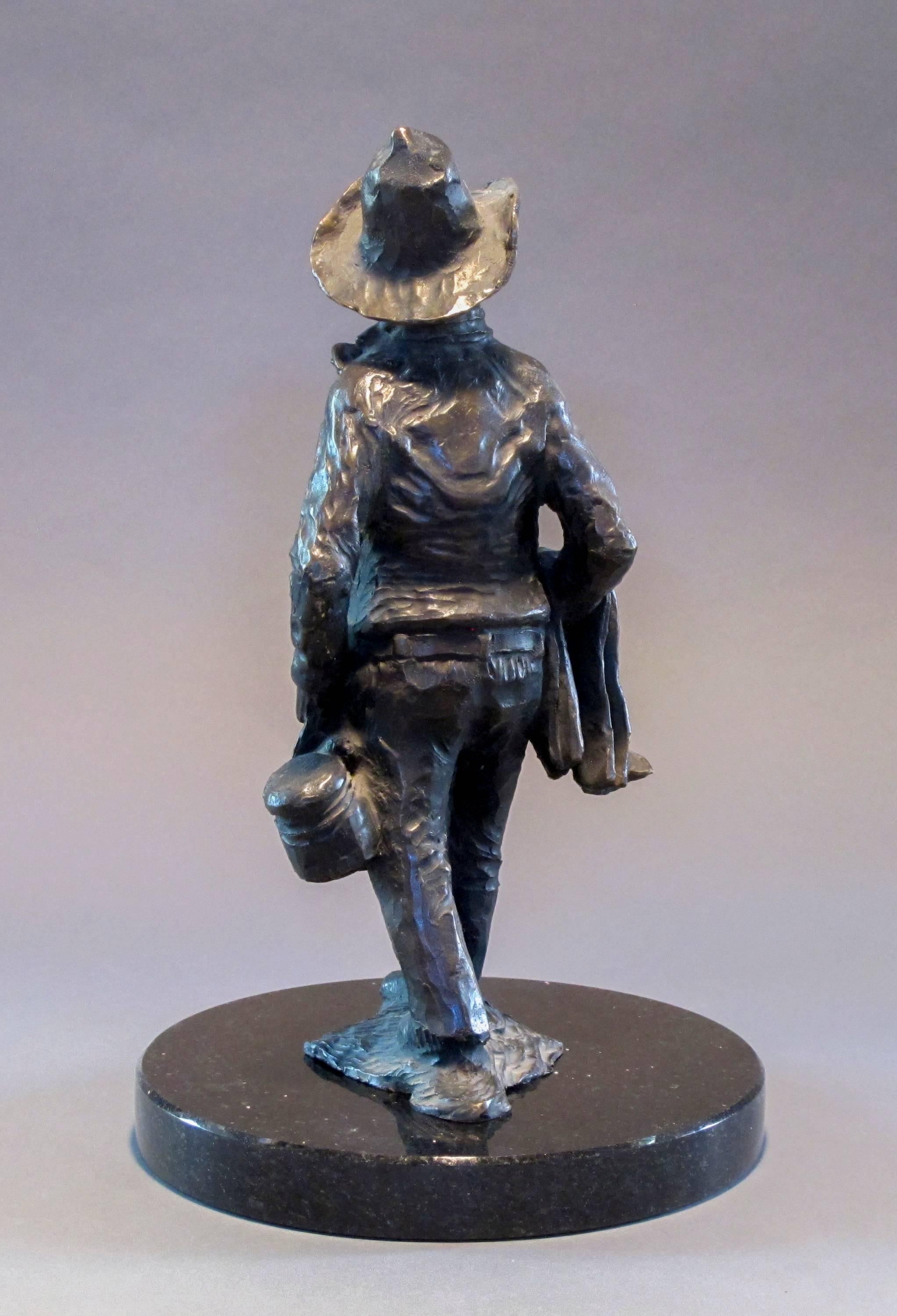 Standing Apache Drummer, bronze sculpture, Allan Houser, solid cast, Nambe For Sale 2