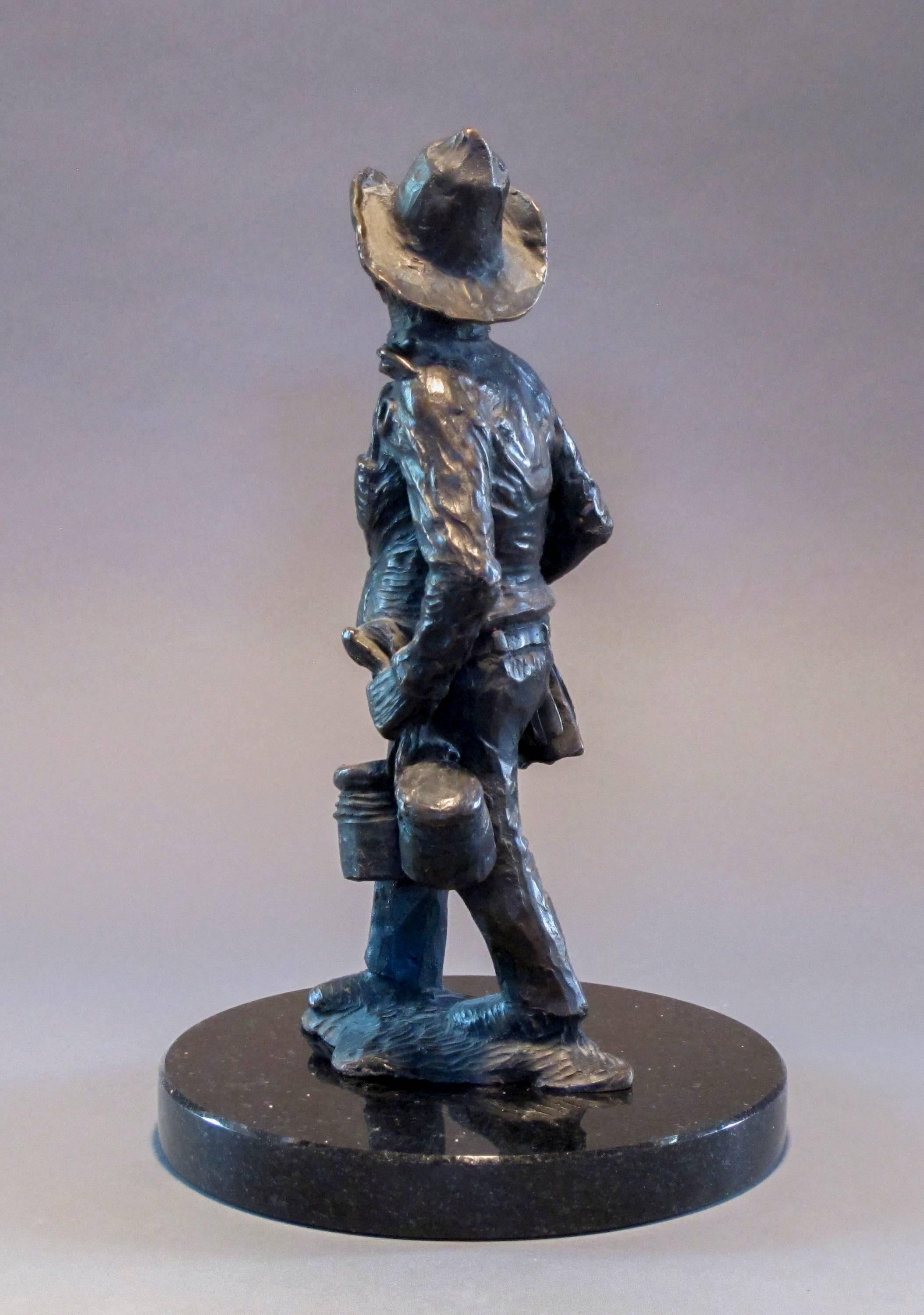 Standing Apache Drummer, bronze sculpture, Allan Houser, solid cast, Nambe For Sale 3