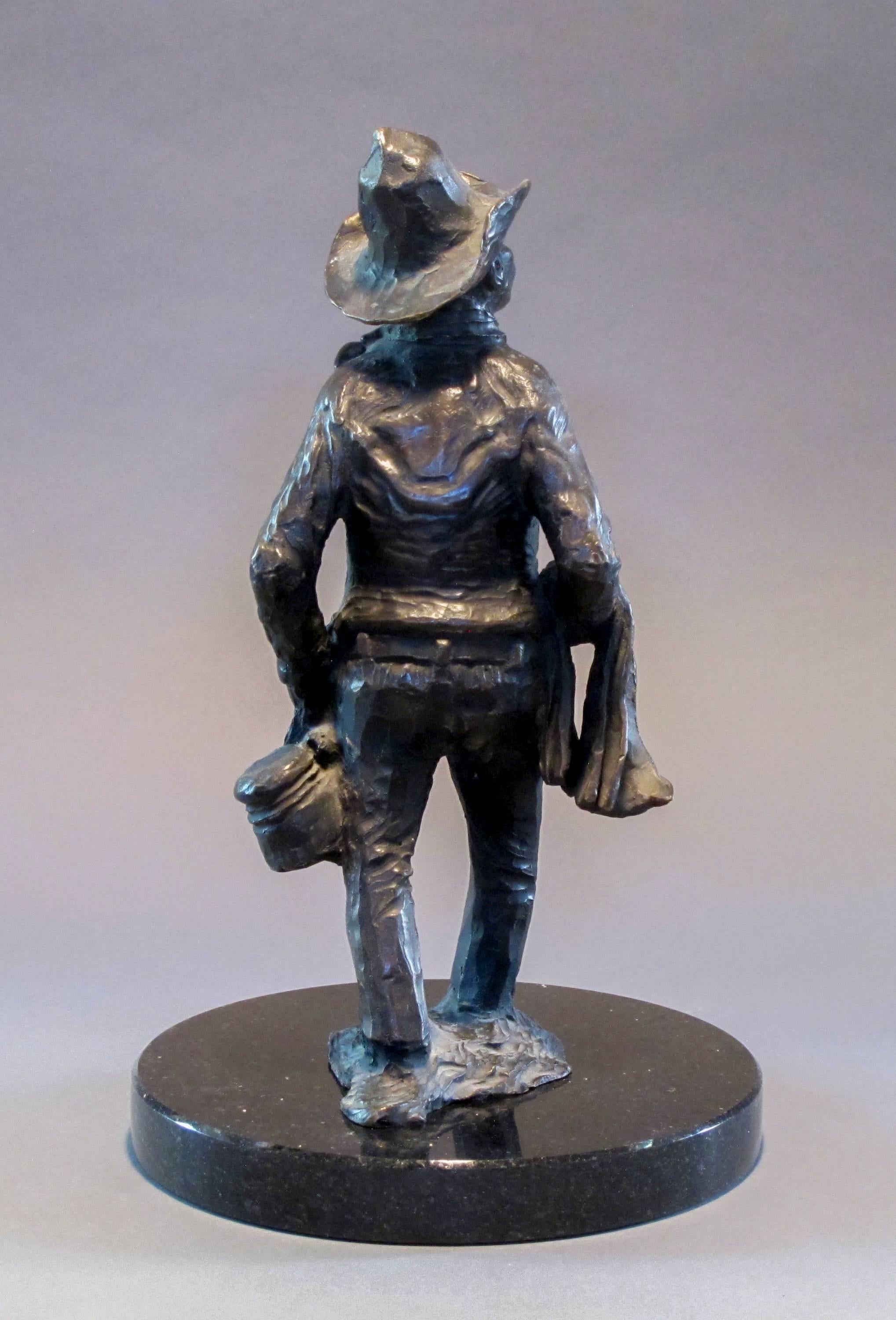 Standing Apache Drummer, bronze sculpture, Allan Houser, solid cast, Nambe For Sale 4