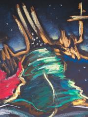 Gahn Portrait 39, Darren Vigil Gray Apache dancer, work on black paper Indian