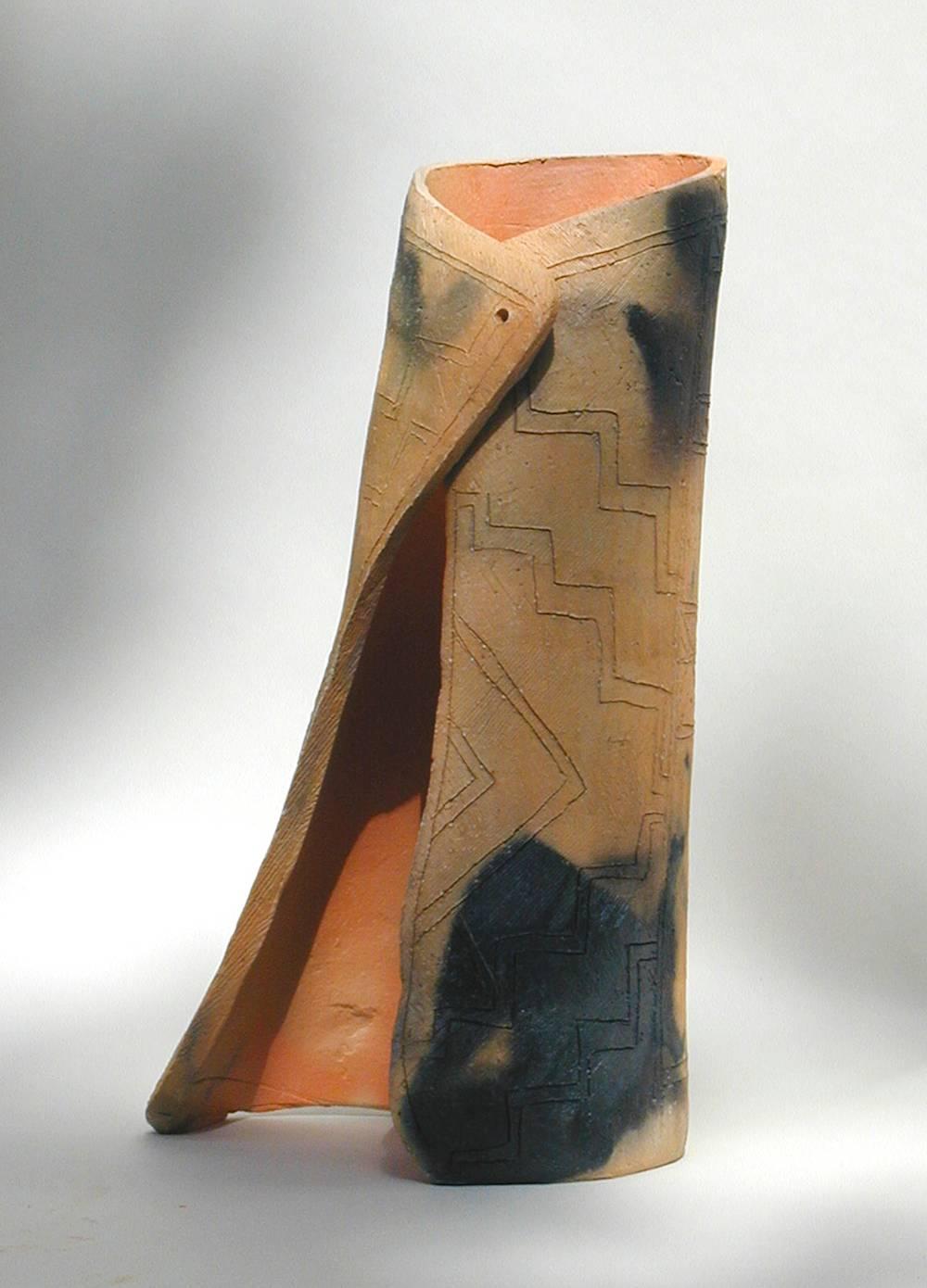 Tupuna Series #2, ancestors cloak, Maori ceramic sculptor Wi Taepa, leather ties