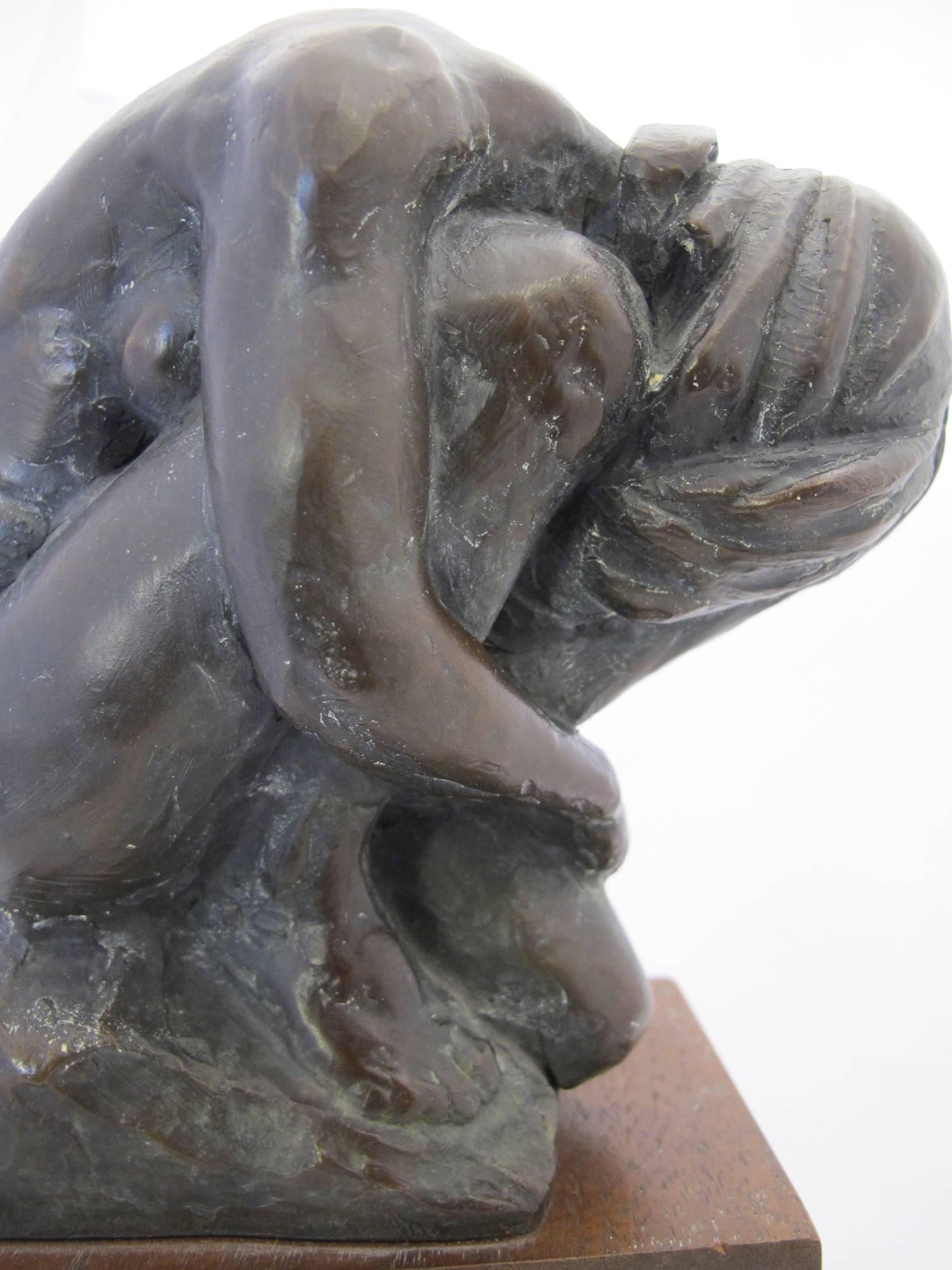 Paul Moore Nude Sculpture - Indigo, bathing nude, bronze sculpture