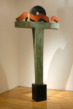 Approaching Kether, large copper sculpture, green, red, black, gold Jeff Maron