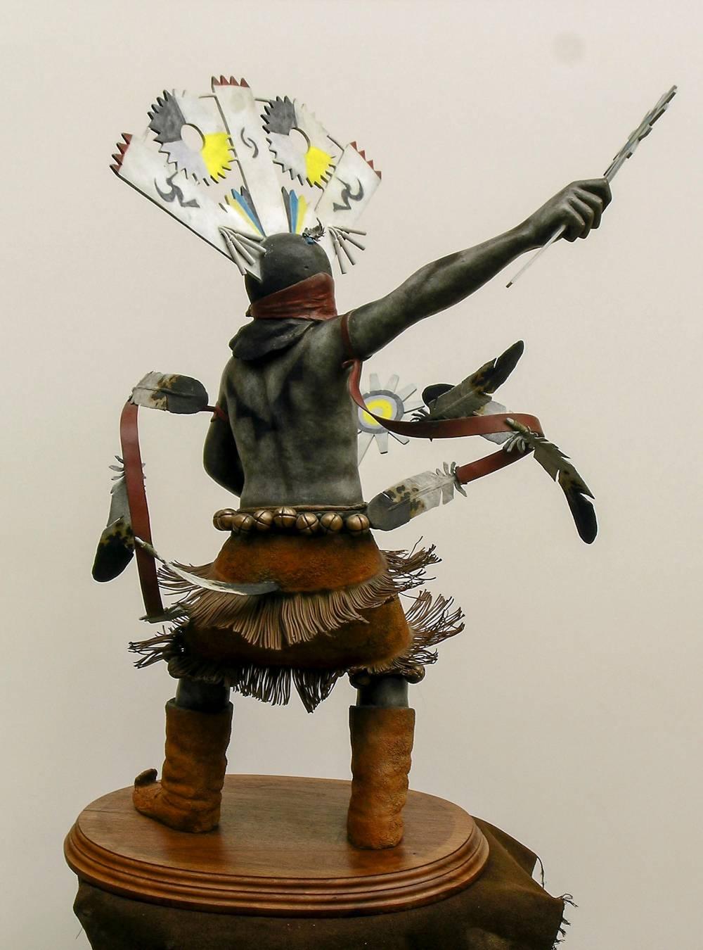 Apache Mountain Spirit Dancer 1, bronze sculpture, multicolored patina Goseyun