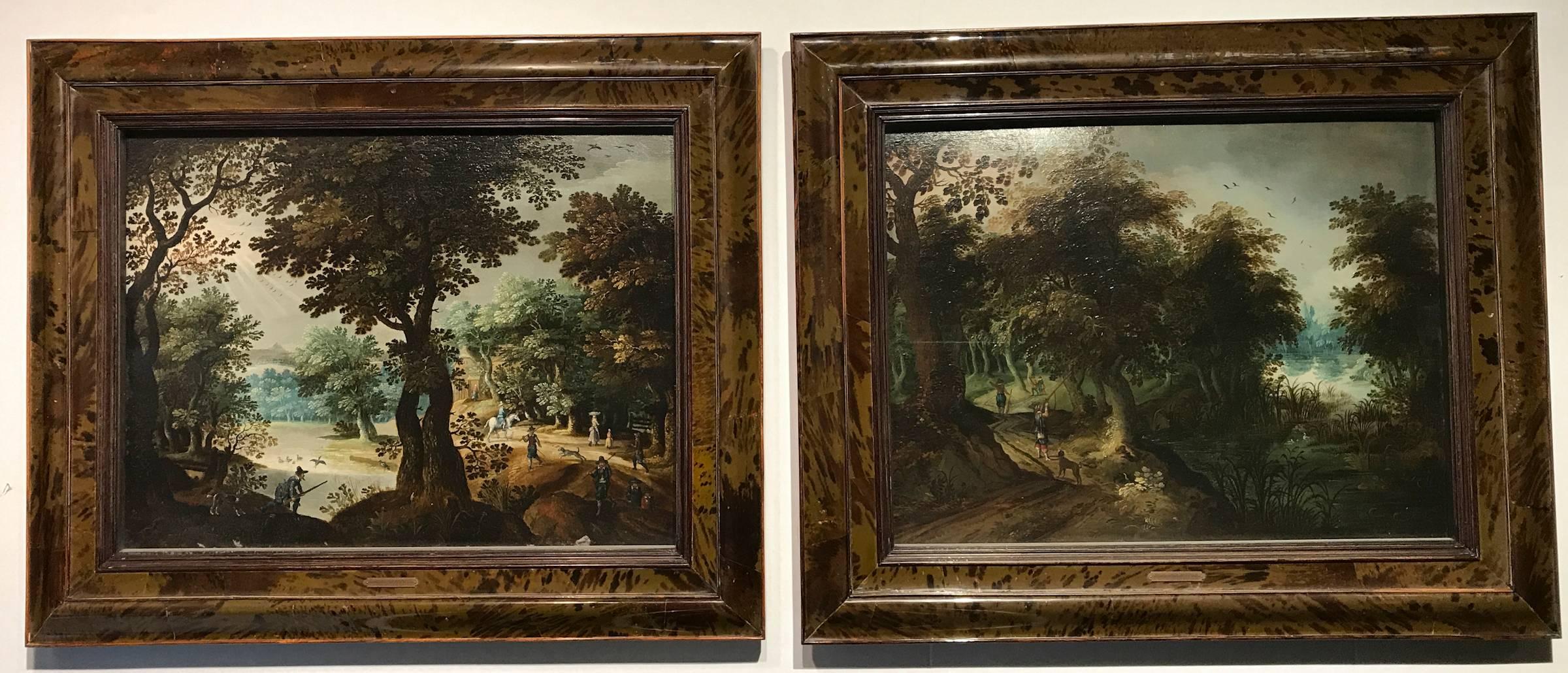 David Vinckboons Landscape Painting - Hunters Shooting Geese, old masters Dutch painting pair attrib. to Vinckboons 