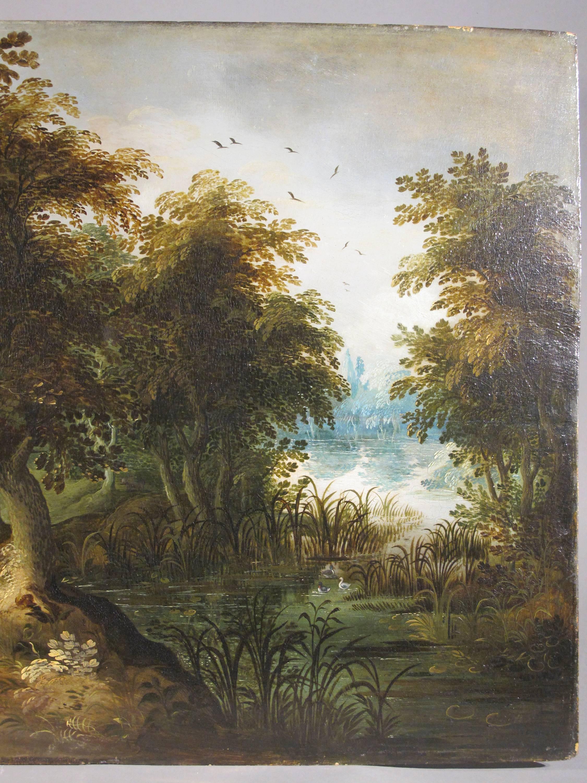 Hunters Shooting Geese, old masters Dutch painting pair attrib. to Vinckboons  5