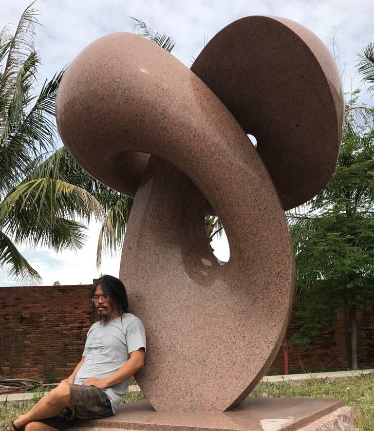 Khang PhamNew Infinity, polished red granite sculpture, monumental For Sale at 1stDibs
