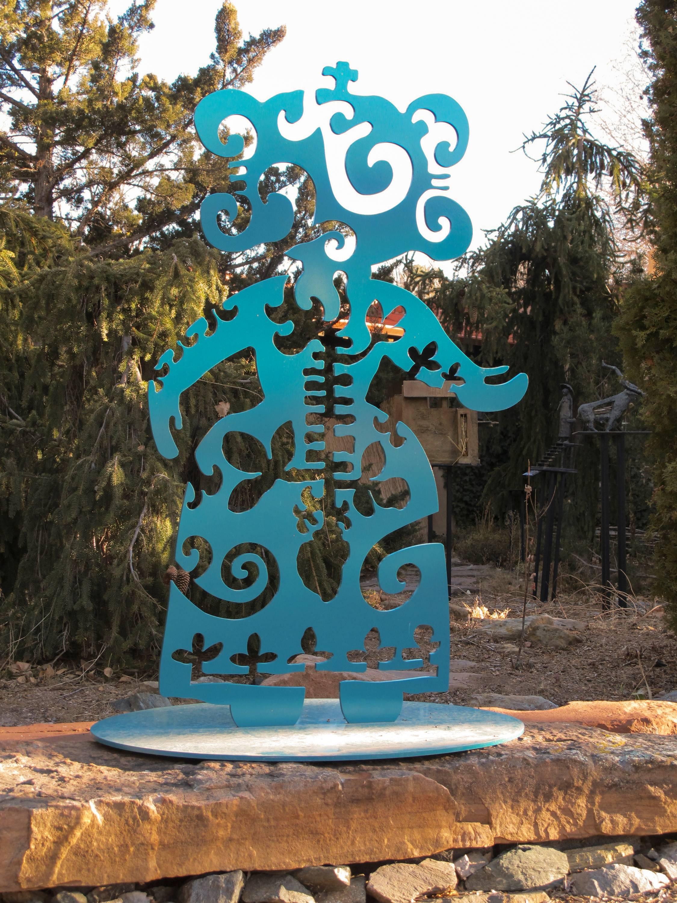 Strength From Within, aluminum, turquoise, Navajo, sculpture, Melanie Yazzie

limited edition of 8 powder coated​ aluminum

This sculpture is a self-portrait of my state of mind when I am working on fixing things from inside myself. As I am thinking