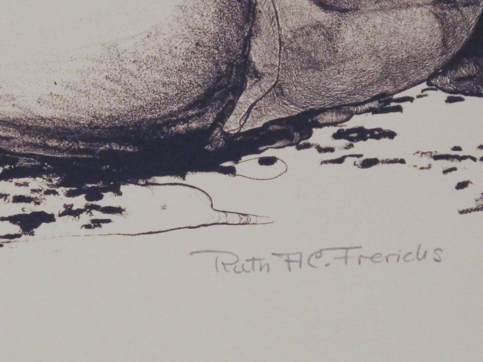Shime, femmes Navajo avec une lithographie d'enfant - Print de Ruth Frerichs