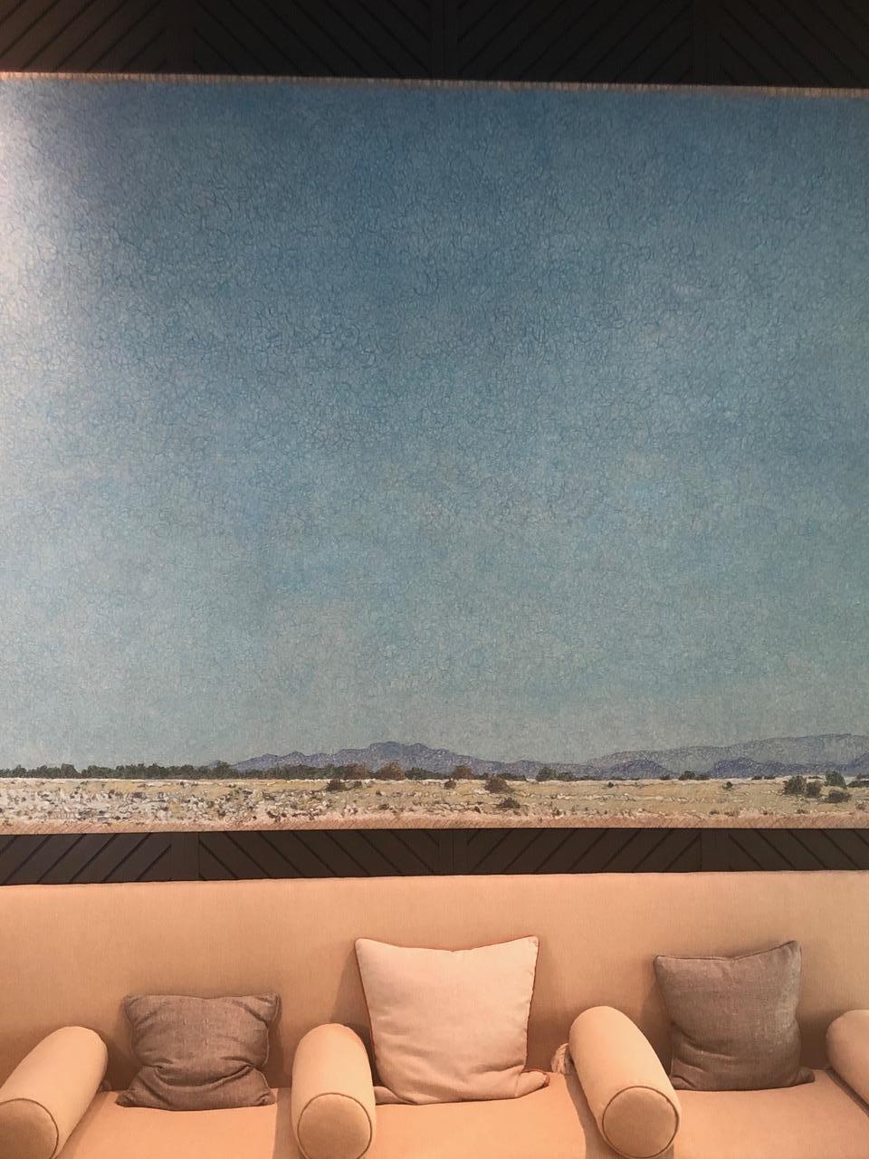 Sky Over Santa Fe, acrylic on canvas, large painting, blue sky, landscape 2