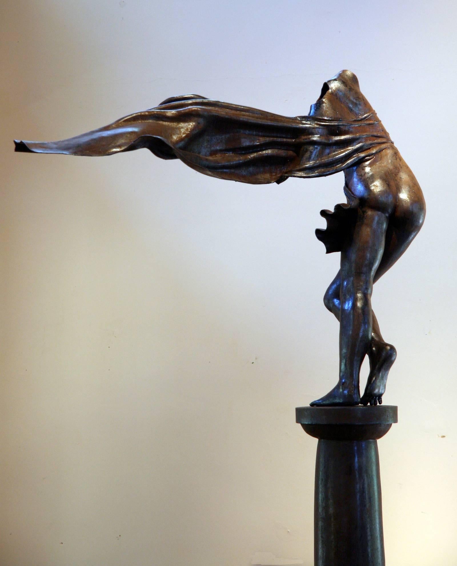 Long Gone, by Rodger Jacobsen, female, nude, bronze, sculpture, stone base For Sale 3