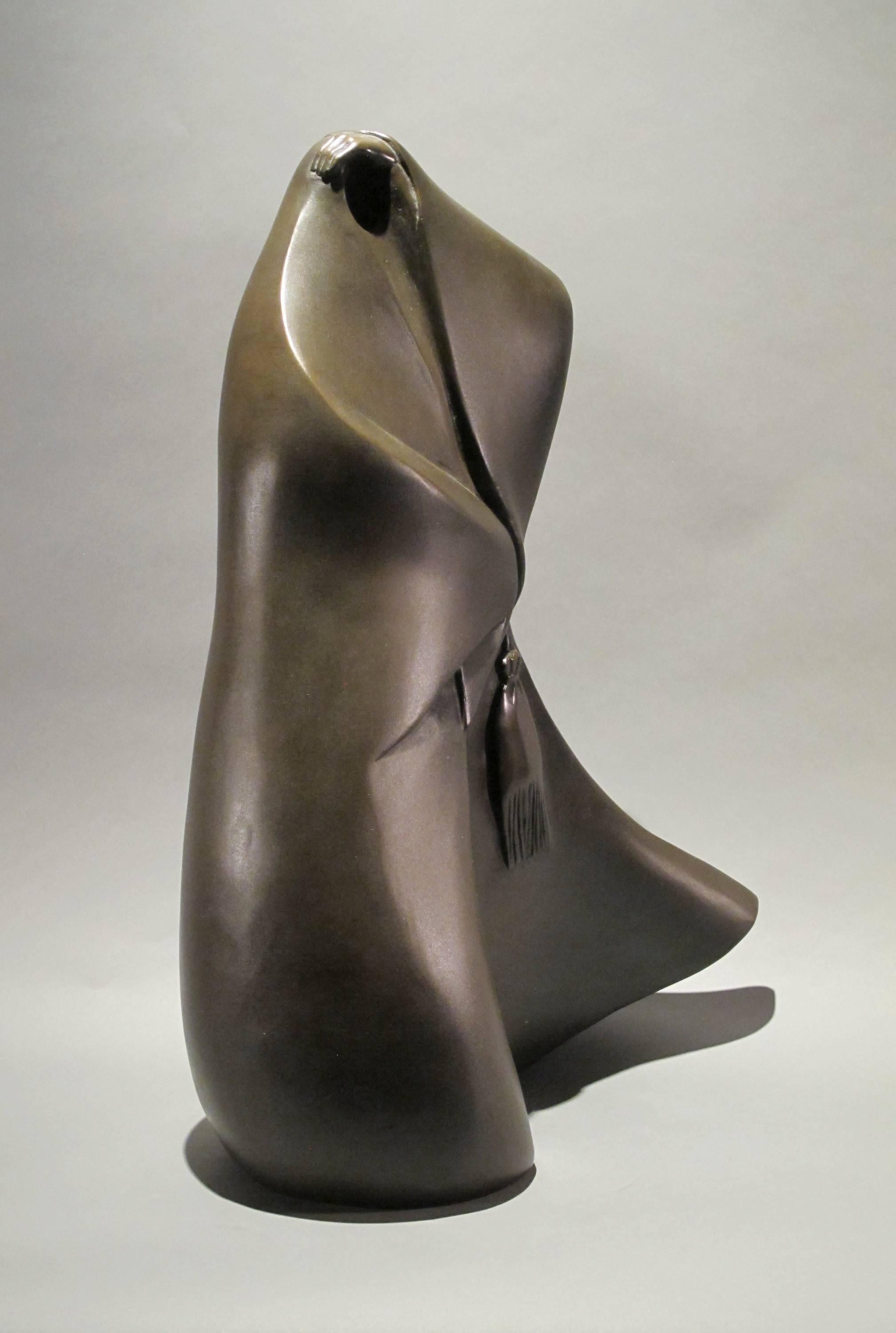 They're Coming, Allan Houser bronze abstract figure, brown patina, life casting