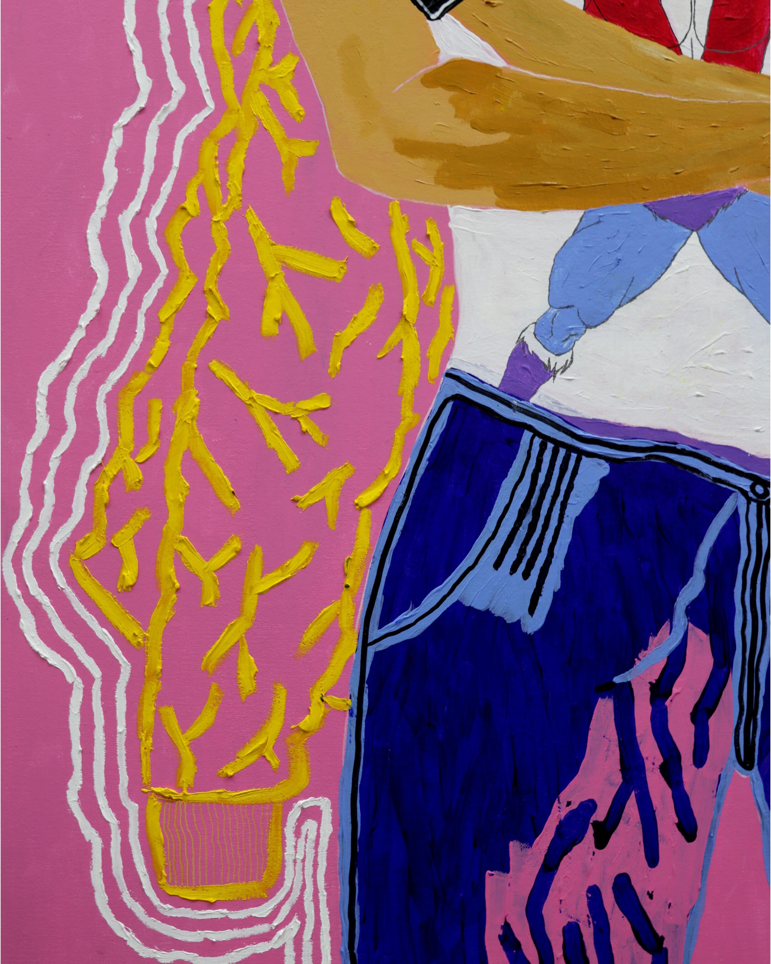 CONTEMPORARY Kunstwerk Rosa Farbe mit dem Titel Acid Rain von Paes 2023 im Angebot 2