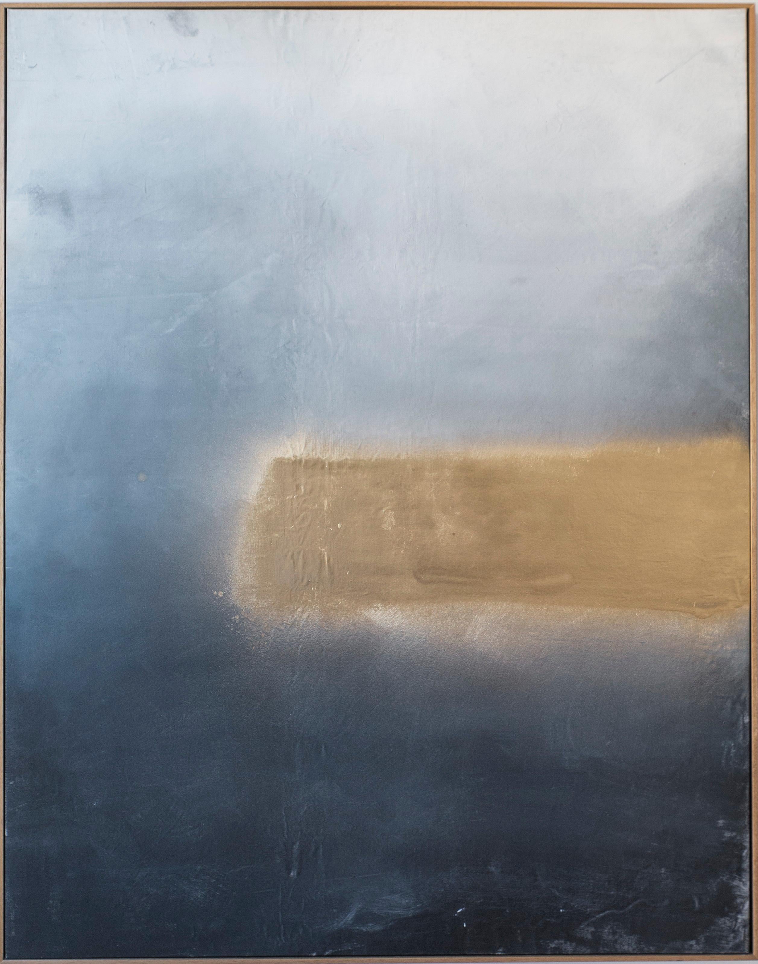 ABSTRACT Gemälde Landschaft Grau Gold Blau Contemporary Artist Pau Escat 2023