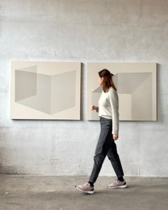 Geometric Minimalist Diptych Soft Contemporary Abstract Carolin Kreutzer New