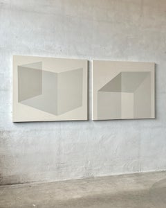 Geometric Minimalist Diptych Soft Contemporary Abstract Carolin Kreutzer New