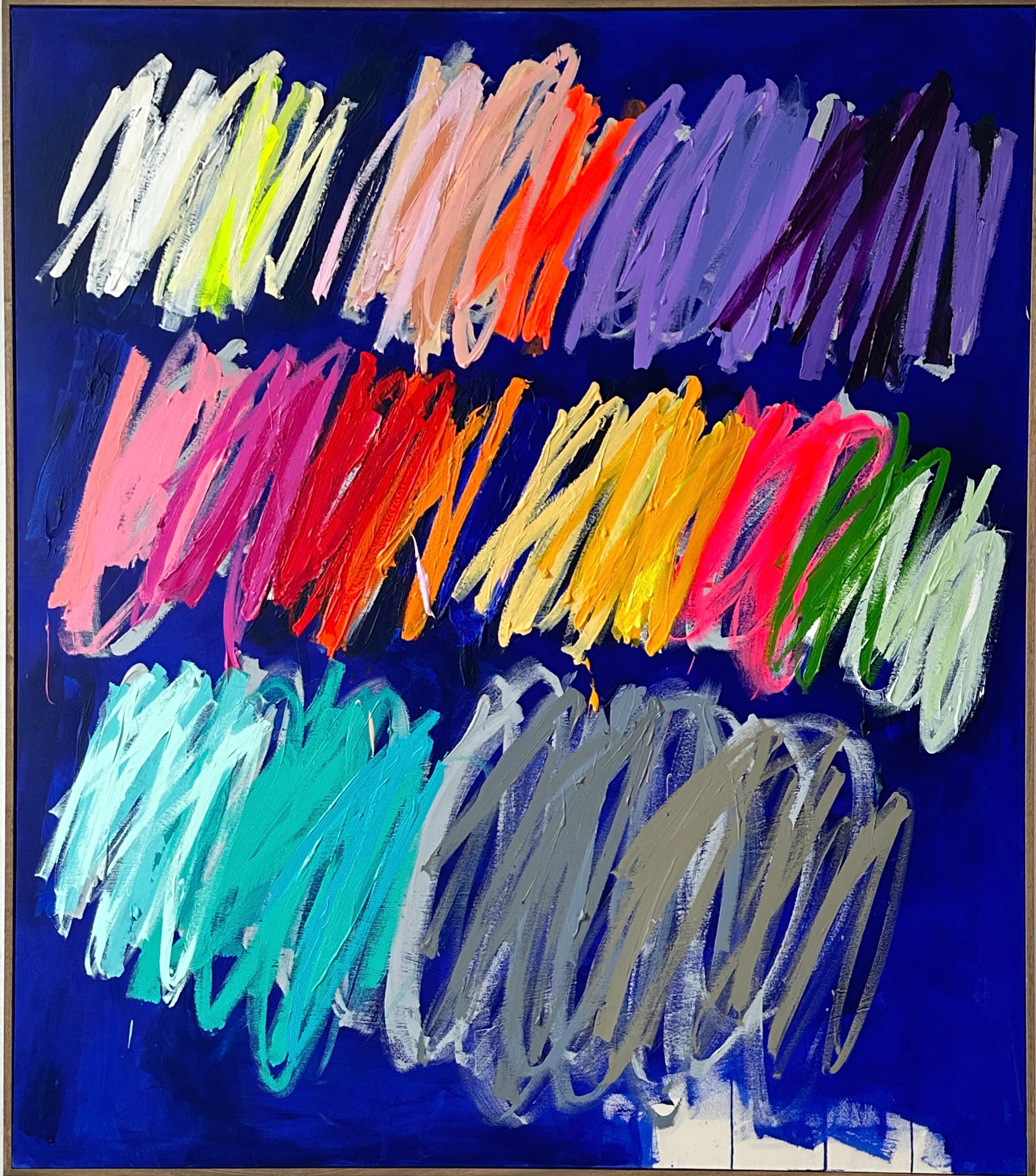 Christina Gschwantner, Large Colorful Contemporary Abstract Painting on Blue