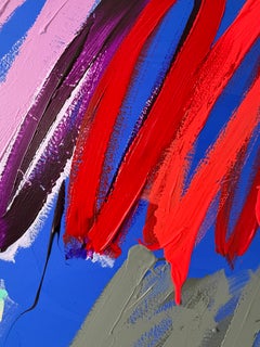 Christina Gschwantner, Colorful Contemporary Abstract Painting on Blue
