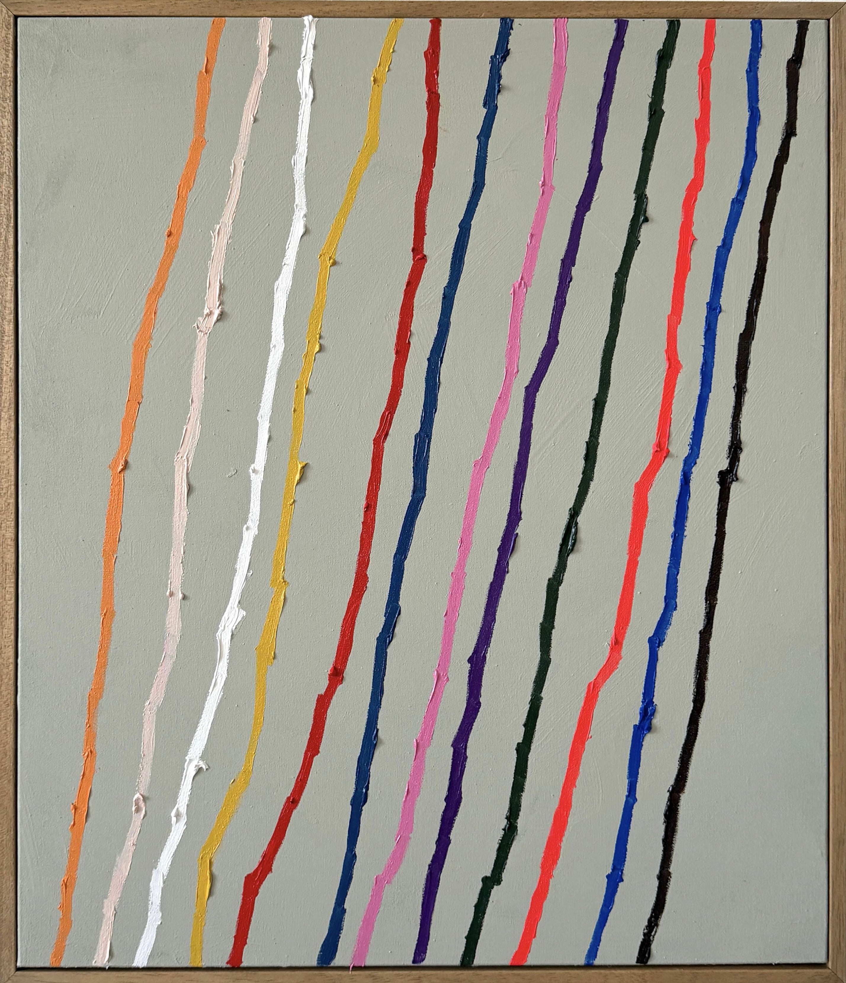Christina Gschwantner, Contemporary Rainbow Minimalist Abstract Lines Painting