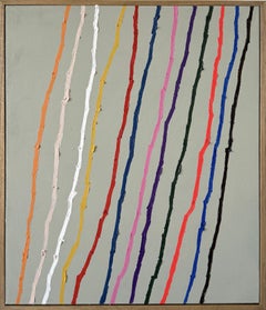 Christina Gschwantner, Contemporary Rainbow Minimalist Abstract Lines Painting