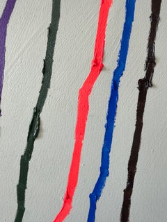Christina Gschwantner, zeitgenössische minimalistische Malerei mit abstrakten Linien in Regenbogenfarben