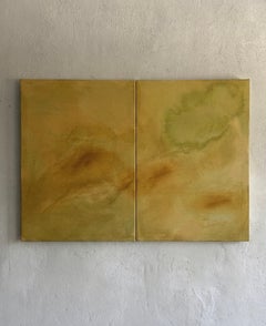 Contemporary Minimalist Diptych Earth Abstract Painting Canvas by Tete Alurralde