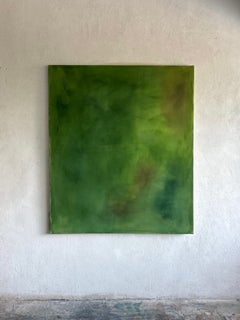 Teté Alurralde Contemporary Abstract Painting in Green Tones Nature