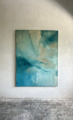 Contemporary Minimalist Blue Tones Abstract Painting Canvas Tete Alurralde