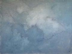 Contemporary Minimalist Landscape  Blue Abstract Painting Canvas Tete Alurralde