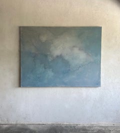 Contemporary Minimalist Landscape Blue Abstract Painting Canvas Tete Alurralde