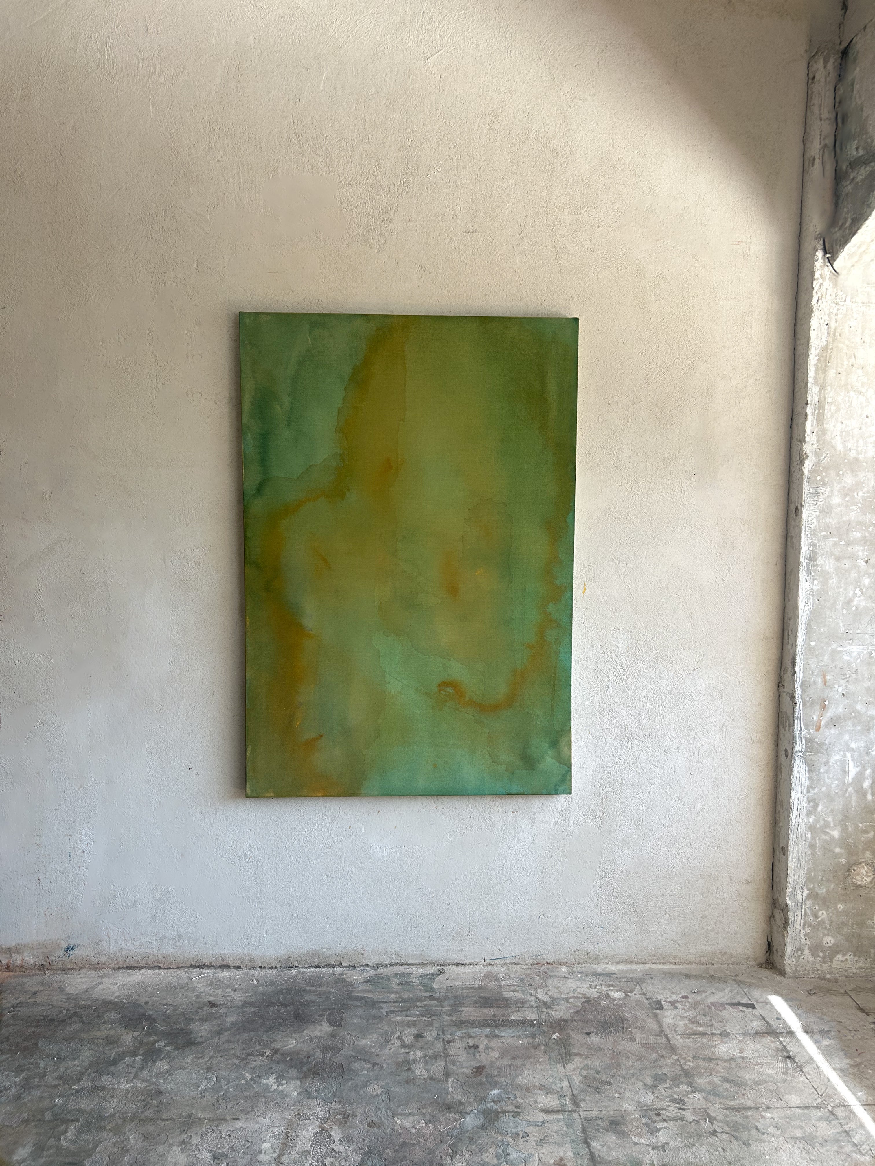 Teté Alurralde Contemporary Abstract Painting in Green Tones Nature