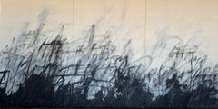 Denis Ymeri, Large Contemporary Abstract Painting Triptych Mixed Media