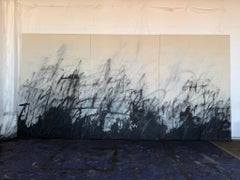 Denis Ymeri, Large Contemporary Abstract Painting Triptych Mixed Media
