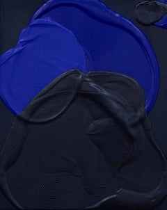 José María De Aurora – Pittura astratta contemporanea con effetti materici, blu oltremare