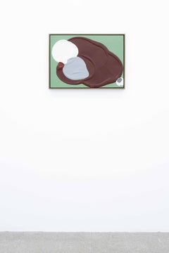 José María De Aurora Contemporary Abstract Textural Painting Mint Green Burgundy