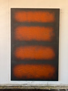 Denis Ymeri – Large Contemporary Abstract Painting in Burnt Orange and Charcoal
