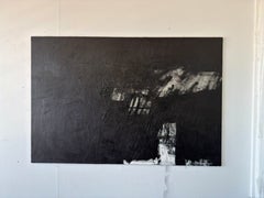 Denis Ymeri – Large Contemporary Abstract Textured Painting in Black and White