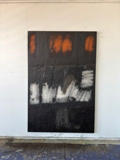 Denis Ymeri – Large-Scale Contemporary Abstract Textured Painting Black Orange