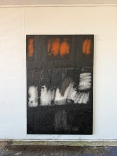 Denis Ymeri – Large-Scale Contemporary Abstract Textured Painting Black Orange